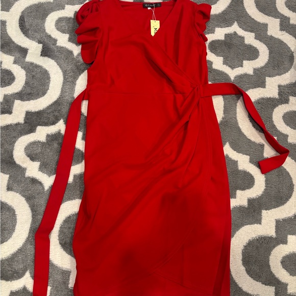 Oten Dresses & Skirts - Red Size L Cocktail Dress/ work dress/ Faux wrap dress